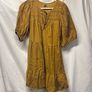 Old Navy Mustard 3/4 Sleeve Dress